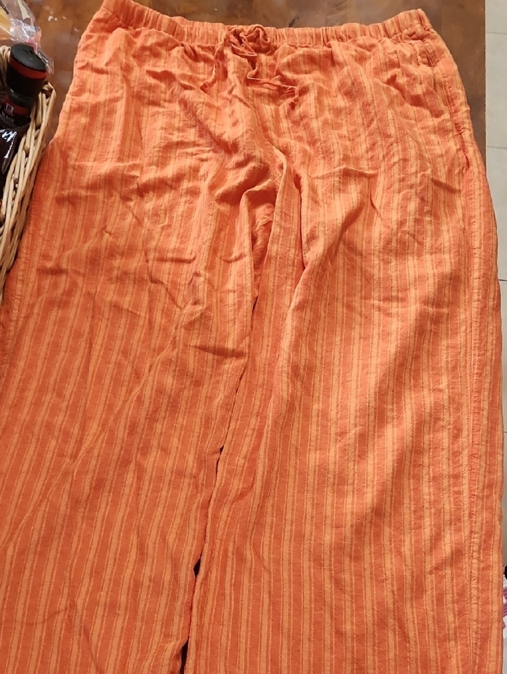 Old Navy Orange Striped Wide-Leg Pants